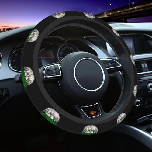 Bulgaria Bulgarian Lion Flag Car Steering Wheel Cover Elastic Non Slip Vehicle Steering Wheel Protector 15 Inch for Men Women