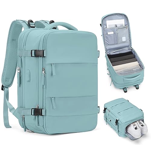 Image of coofay Expandable Backpack For Traveling On Airplane Travel Backpack For Women Men Airline Approved Carry On Bags For Airplanes Gym Bag With Shoe Compartment Waterproof Hiking Backpack Essentials
