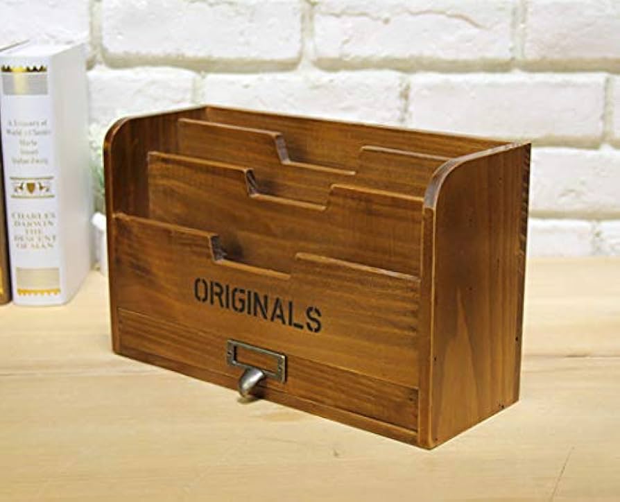 ヴィンテージ　マガジンラック　引き出し付き　1 Amazon｜Ansimple ビンテージ風 ナチュラルな 木製 引出し付き