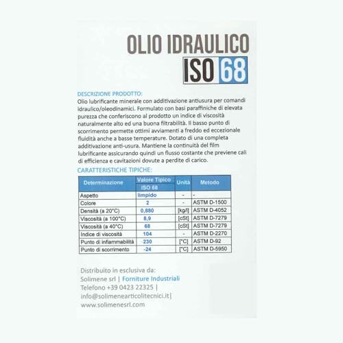 Generico Hydrauliköl ISO VG 68 Hohe Qualität 1 kg, 6.8E+4 ml, 68 cSt bei 40°C, für Industriefahrzeuge und Maschinen