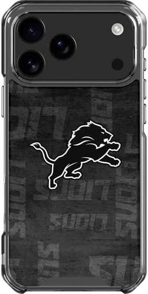 Skinit Clear Phone Case Compatible with iPhone 17 Pro Max - Officially Licensed NFL Detroit Lions Black & White Design