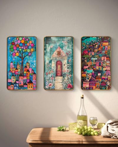 Image of Livin'luxe Set of 3 modern art Madhubani painting Premium Golden Framed Wall paintings for living room, bedroom, home decoration, wall decoration 35 inch x 20 inch SG25
