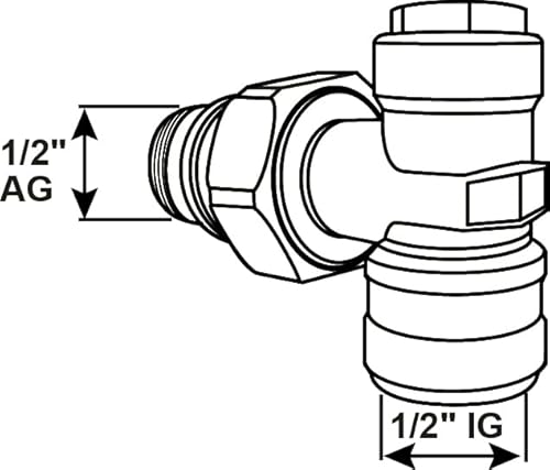 Cornat Heizkörper Verschraubung Eck-Form 1/2 Zoll - Messing verchromt - Absperrbar / Rücklaufventil / Winkeladapter Heizungsthermostat / Absperrventil / T591016