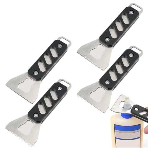 4 rascadores adhesivos para suelo, espátula adhesiva, espátula de aplicación de pegamento, espátula dentada, para aplicación de pegamento y resina epoxi