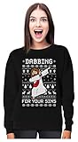 Tstars - Dabbing Jesus Ugly Christmas Sweater Funny Dab Dance Women Sweatshirt Large Black