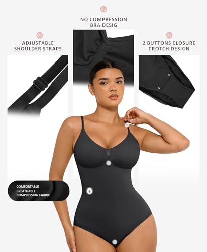FeelinGirl Shapewear Bodysuit for Women Tummy Control Seamless Sculpting Full Body Shaper Snatched Waist Bodysuit3