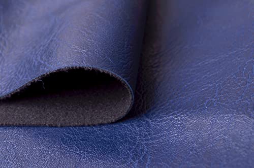 Image of Wento Thick 1 Yard Faux Leather Soft Skin Grain PU Fabric for Furniture Cover, Reupholster Sofa Chairs, Cushions, Vinyl Upholstery (1yard, Navy)