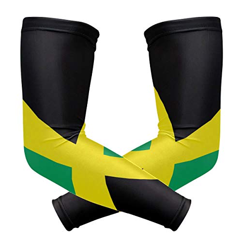 ZZKKO Jamaica Flag Cooling Arm Sleeves Cover Uv Sun Protection for Men Women Running Golf Cycling Arm Warmer Sleeves 1 Pair