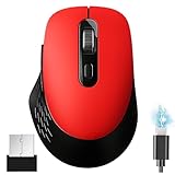 ワイヤレスマウス bluetooth 5.2 + 2.4GHz 無線 静音 Type-C充電式 小型 戻る/進むボタン搭載 6ボタン 5DPI切替 3台デバイス同時接続可能 4000 DPI ゲーミングマウス 握りの極み デュアルモード Windows Mac iPad OS iOS Android ChromeOS対応 (NO.1 レッド)