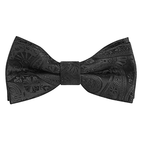 Alizeal Boys Classic Paisley Adjustable Pre-tied Bow Tie Black