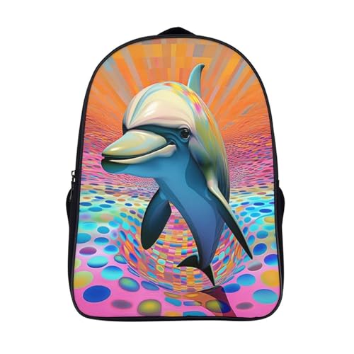 Mochilas escolares de delfín 3D con estuche escolar para niñas y niños