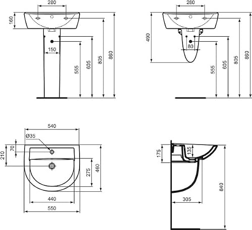 Ideal Standard W332601 Lavabo de salle de bain EUROVIT, Blanc – vue 2