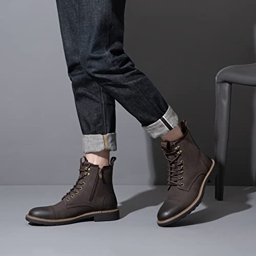 Image of Vostey Mens Boots Motorcycle Casual Boots for Men Zipper Fashion Chukka Boots Mens