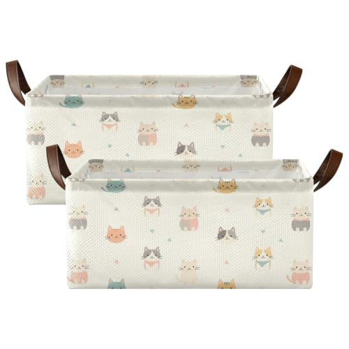 Bacs de rangement ouverts à accès rapide motif chat pastel