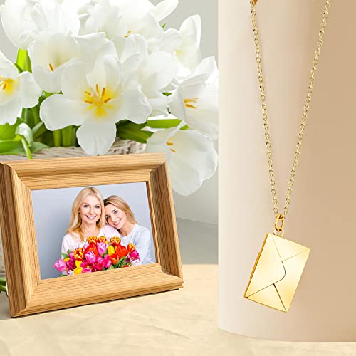 Agislone Personalized Envelope Locket Necklace For Women Customized Message Name Date Phrase Love Letter Necklace For Wife Mom Girlfriend Bff Couples (05 Gold, Double-Sided Lettering) #TOP2