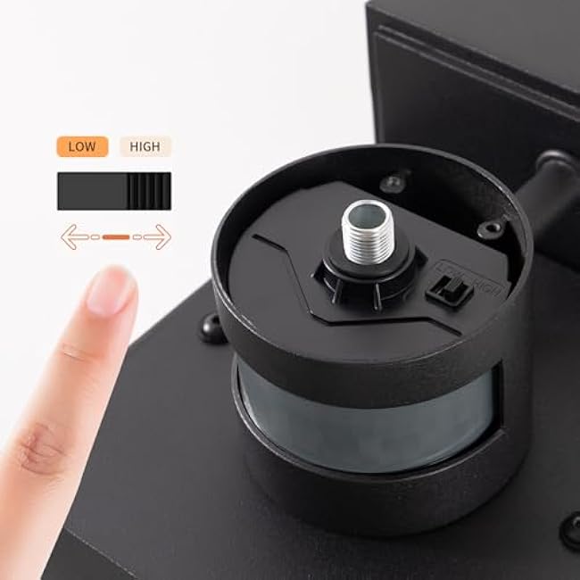 mirrea 12 Outdoor Motion Sensor Porch Wall Lights with Built-in GFCI Outlet Dusk to Dawn Outside Lights for House Matte Black