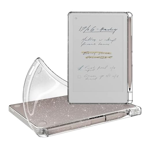 CoBak Clear Case for Remarkable Paper Pro Move 7.3 inch 2025 Released, Lightweight Protective Scratch-Proof Soft Back Cover with Pen Holder and Nibs Holder, Glitter
