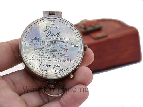 Brújula de latón portátil para regalo a papá miniatura 6