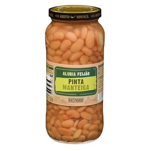 Hacendado Alubia Pinta Manteiga, Haricots Pinto en Conserve Sans Gluten, 570g, Pack de 6 Bocaux