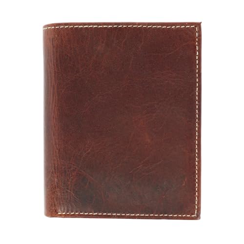 CTM Men's Oil Pull Up Leather Euro Bifold Wallet, Brown