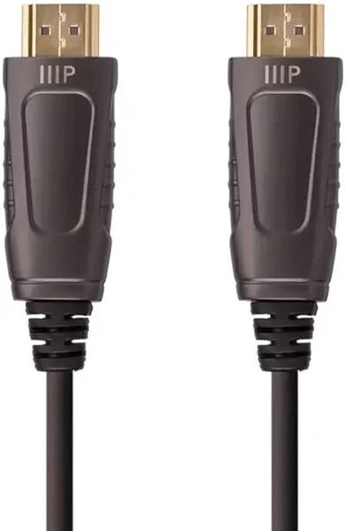 Monoprice 8K Ultra High Speed Fiber Optic Certified HDMI Cable - HDMI 2.1, 8K@60Hz, 4K@120Hz, 48Gbps, HDR, VRR, Active Optical Cable (AOC), 32ft, Black