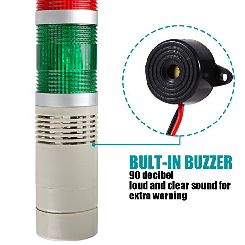 Luban Industrial Signal Light Tower, Column Led Alarm Tower Lamp Light Flash Indicator, 1-Layer Stack Led Warning Light With Buzzer For Safety (Dc 12V/Steady On Light) #TOP4