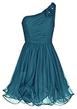  Unbekannt One-Shoulder Chiffon Abendkleid Ballkleid Festkleid Petrol 1352 (40)