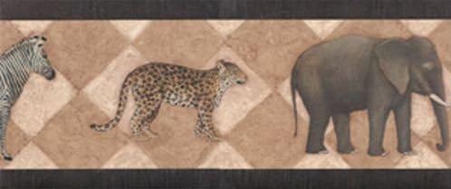 Blonder BG3364B Safari Wallpaper Border, Black