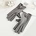 1 Pair Womens Winter Suede Cycling Gloves Solid Color Touch Screen Five Finger Gloves Thickened Plush Lining Skiing Gloves Grey
