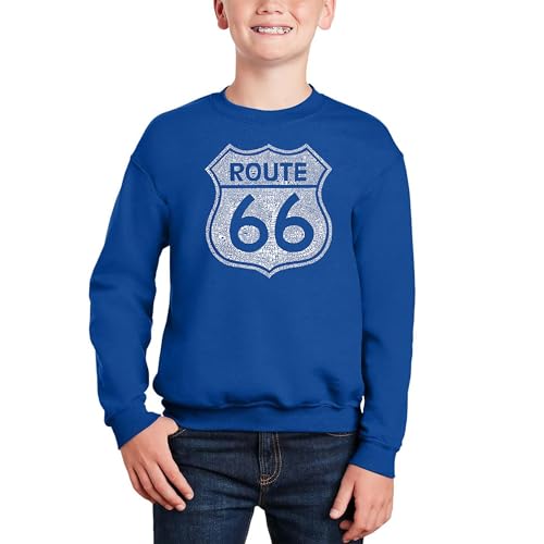 Cities Along The Legendary Route 66 - Boy's Word Art Crewneck Sweatshirt