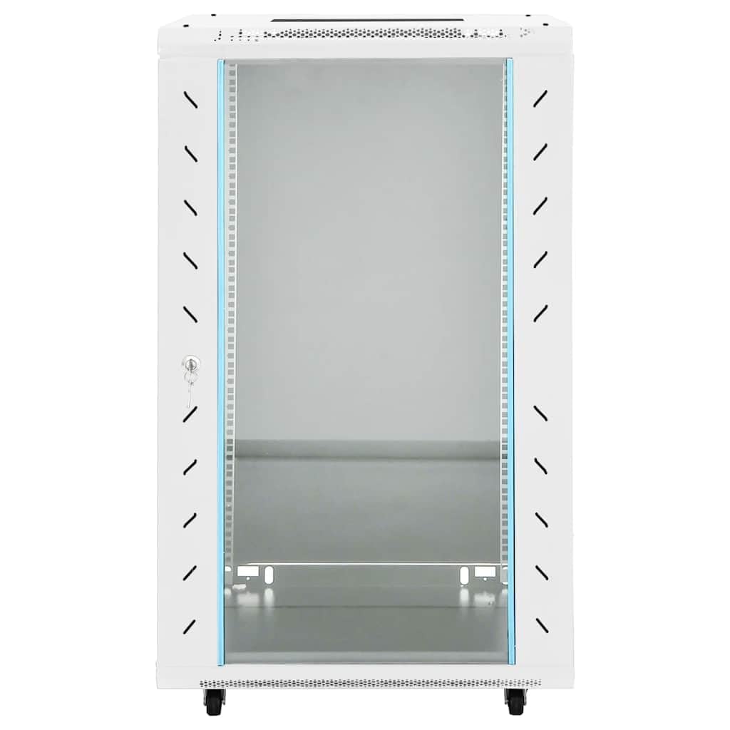 Armadio di rete 18U su ruote 19" IP20 grigio in acciaio laminato a freddo 60x60x100 cm chiudibile con frontale in vetro per ufficio home office rete domestica