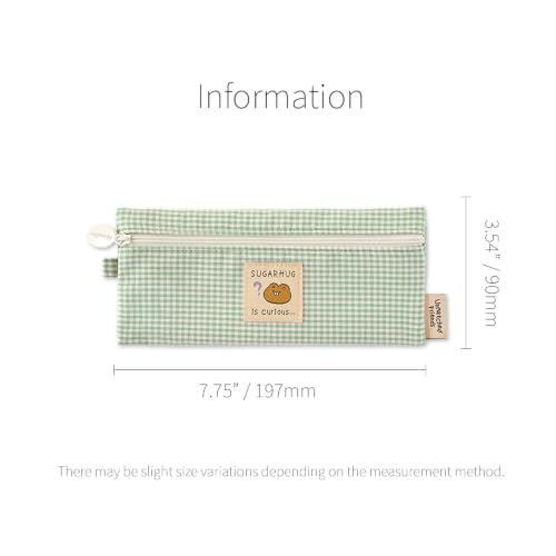 Image of Unmatched Friends Picnic Check Pencil Case, Mint - Aesthetic Gingham Pastel Desk Organizer, Trendy Minimalist Stationery Pouch
