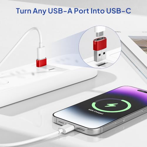 Image of USB C Female to USB Male Adapter 4-Pack,Type A Charger Cable Plug Connector for iPhone 11 12 Pro Max Mini,XR SE,Airpods iPad 8th Air 4th Generation,Samsung Galaxy Note 10 20 S20 Plus S21 21 Ultra,A71