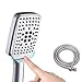 Produktbild SIMGOTT Duschkopf 6 Strahlarten Handbrause Hochdruck Spray mit 2M langlebigem Edelstahl Schlauch, Universal Duschbrause umweltfreundlich Silikon Düse für Baden und Spa