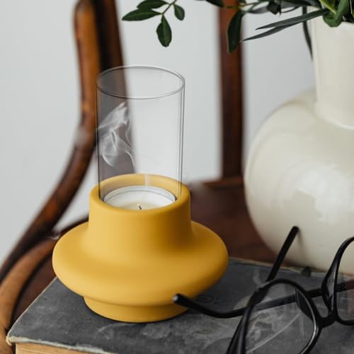 OUNONA キャンドルカバー ガラス 透明 キャンドルシェード シェード ガラスカバー スリーブ ロウソク立て 4個 風防 シンプル 6x10cm ドーム 仏具 お墓用 [5]