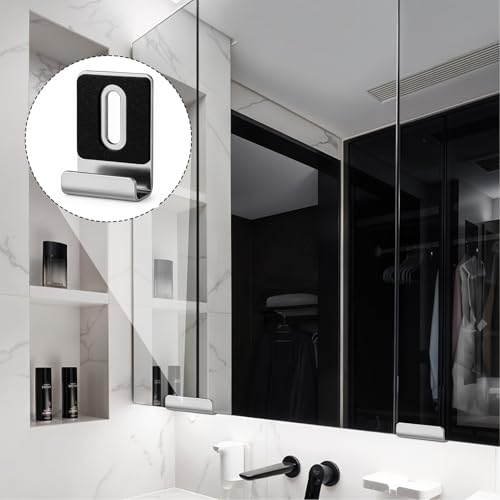 Image of 8 Pcs Mirror Clips Frameless Mirror Mounting Kit 1 /4 Inch Mirrors Hangers Hardware with Screws Rubber Pads, Metal Heavy Duty Silver Mirrors Hooks Mounting for Billboards