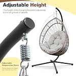 Upgraded Core-Spun Polyester Rope Hanging Egg Chair w/Stand, Foldable Swing Seat, 350LBS, No PE Rattan Shedding, Weatherproof, Never Fray, Full Surround Cushion for Patio Balcony. (Grey Cushion) - Image 7