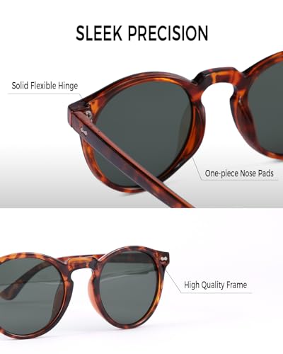 Image of Small Round Polarized Sunglasses for Women Men, Ultra Lightweight UV400 Protection Trendy Classic Vintage Style