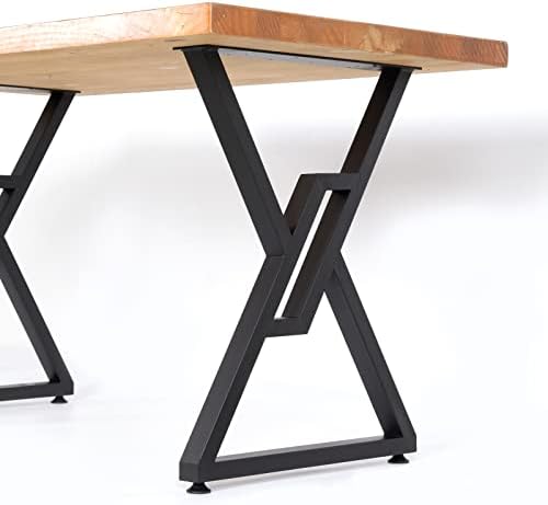 SSS Furniture Metal Table Legs 2 Pack Heavy Duty Furniture Legs 28”Height 20”Wide Rustic Decory Square Tube Iron Desk Legs Office Table Legs Industrial Country Style Metal Dining Legs
