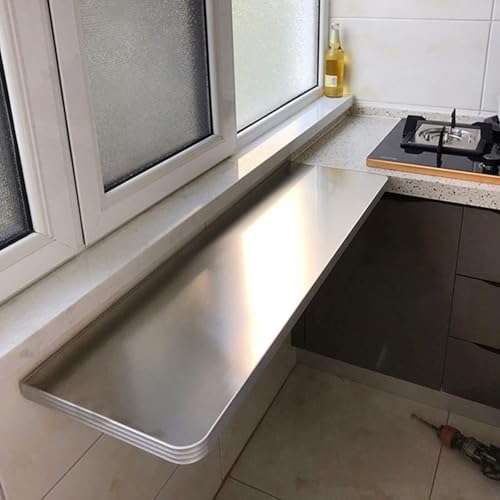 Table de bureau d'ordinateur en acier inoxydable rabattable murale - 8