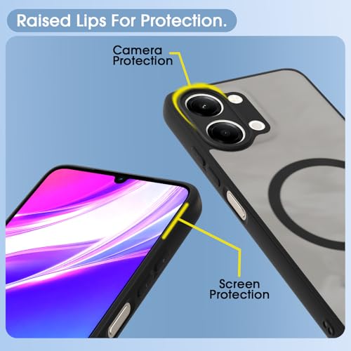 Image of Amazon Basics Back Cover for Vivo Y11 5G Compatible with Mag-Safe Smoke Back | Shockproof Design | Hard Transparent Back Case (Black Smoke Mag-Safe)
