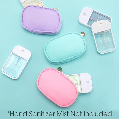 Pinkunn 3 Pcs Small Cosmetic Bag for Purse Nylon Mini Pouch Makeup Bag Preppy Organizer Pouch Small Cosmetic Travel Makeup Nylon Zipper Purse Organizer for Women(Bright Color)4