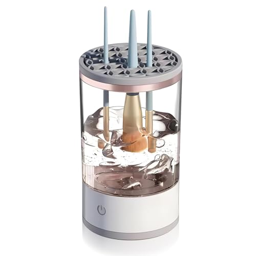 Dioche Electric Makeup Brush Cleaner, Quick Efficient Cosmetic Brush Cleaner Machine Automatic Makeup Brush Cleaner Fit For All Size Makeup Brush