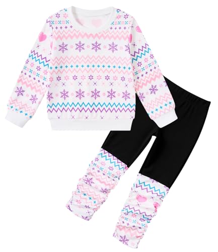 Toddler Baby Girl Clothes Outfits 2 Piece Fall Clothing Set Pattern Printed Sweatshirt and Sweatpants 12M-3Y