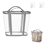 ランドリーバッグ 洗濯バッグ 自立式 洗濯かご 折りたたみ 大容量 軽量 洗濯ネット 2サイズ 取っ手付き フック付き 通気 防臭 おしゃれ 衣類収納 洗濯物入れ 旅行 キャンプ コインランドリー用丈夫 プールバッグ ランドリー収納おもちゃ収納 フック2個付き (グレー, 大きい)