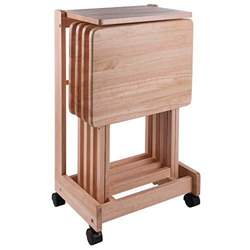 Winsome Brienda Snack Table Set with Mobile Serving Cart, for Living Room, Patio, 32