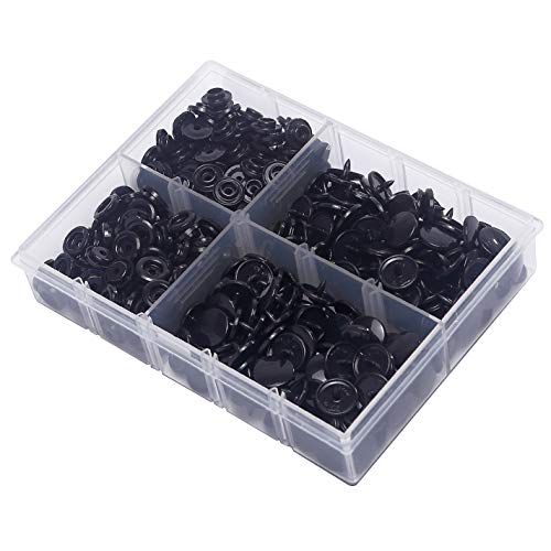 KAM Snaps Schwarz 100Stück T5 Druckknöpfe Nähfrei Plastik Snaps Buttons für DIY Basteln