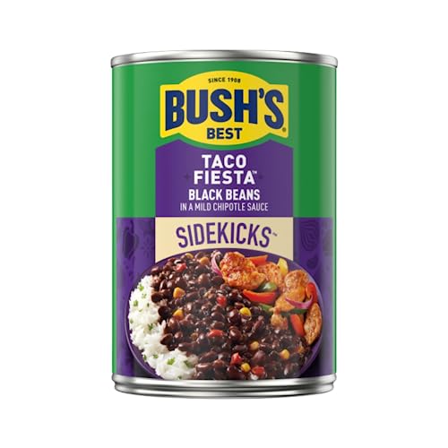 Image of Bush's Best Sidekicks Beans Variety Pack, Ready to Heat Seasoned Beans for Rice Bowls, Tacos and Easy Meals, Southwest Zest Pinto Beans 15 Ounce and Taco Fiesta Black Beans 15.1 Ounce (Variety Pack)