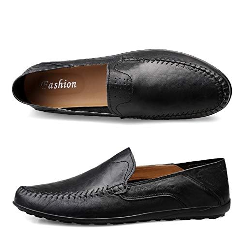 Image of Men's Loafers Genuine Leather Flat Breathable Casual Shoes Handmade Slip On Driving Shoes Fashion Business Shoes