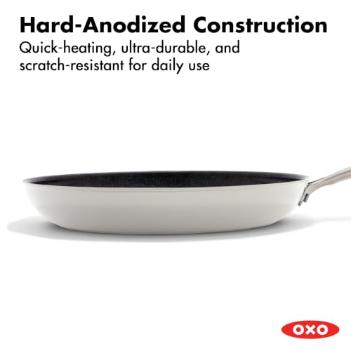 Image of OXO Enhanced 10 inch Frying Pan Skillet, PFAS-Free Ceramic Nonstick Cookware, Stainless Steel Handle, Eggs & Omelets, Dishwasher & Oven Safe, Optic White